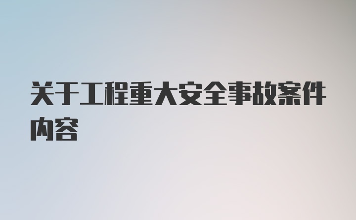 关于工程重大安全事故案件内容