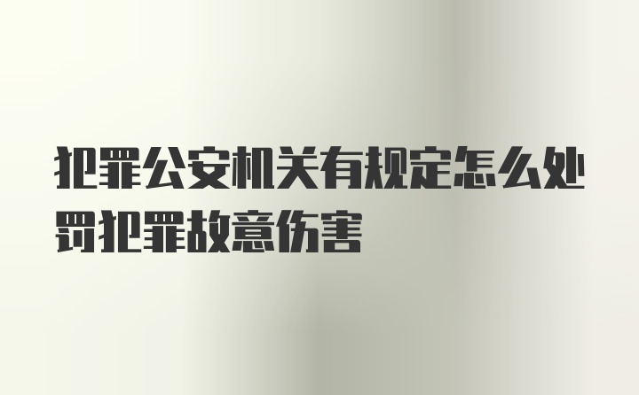 犯罪公安机关有规定怎么处罚犯罪故意伤害