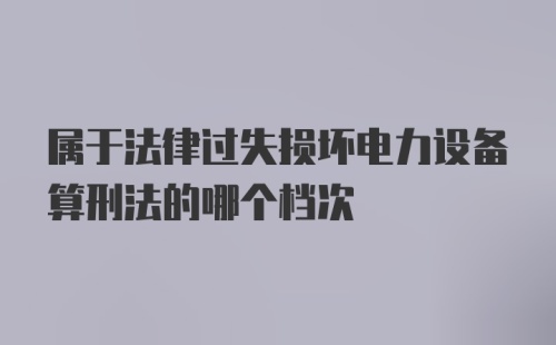 属于法律过失损坏电力设备算刑法的哪个档次