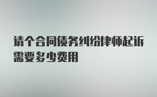 请个合同债务纠纷律师起诉需要多少费用