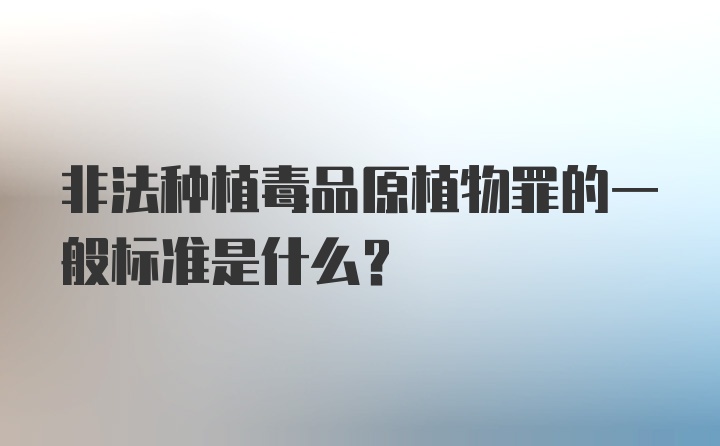 非法种植毒品原植物罪的一般标准是什么？