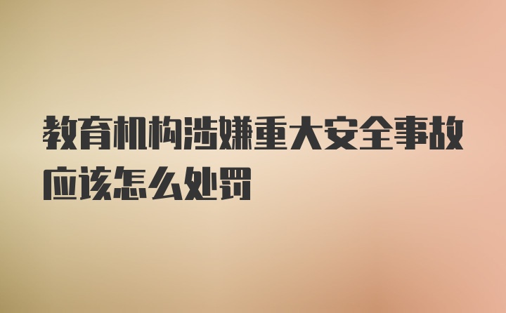 教育机构涉嫌重大安全事故应该怎么处罚