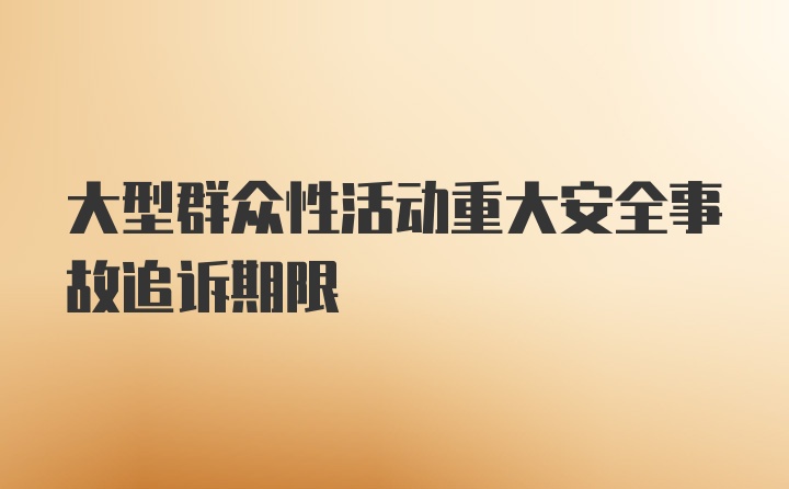 大型群众性活动重大安全事故追诉期限