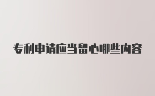 专利申请应当留心哪些内容