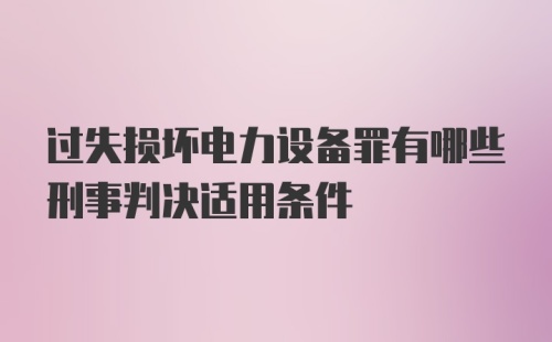 过失损坏电力设备罪有哪些刑事判决适用条件