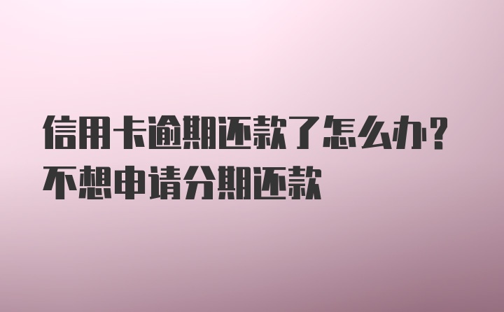 信用卡逾期还款了怎么办？不想申请分期还款