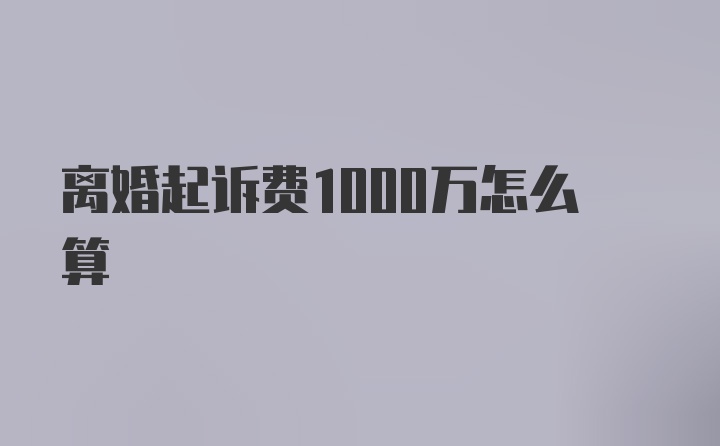 离婚起诉费1000万怎么算