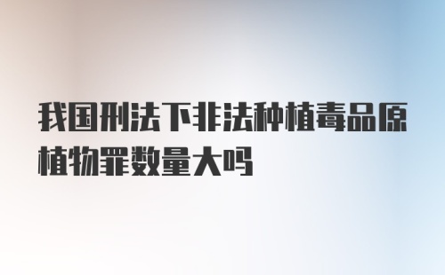 我国刑法下非法种植毒品原植物罪数量大吗