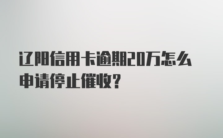 辽阳信用卡逾期20万怎么申请停止催收？