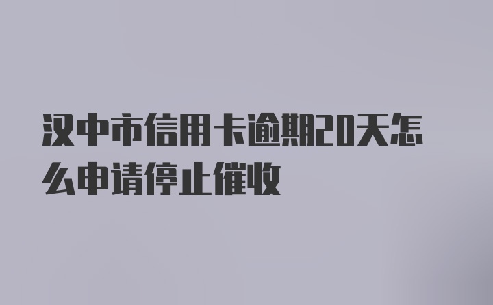 汉中市信用卡逾期20天怎么申请停止催收