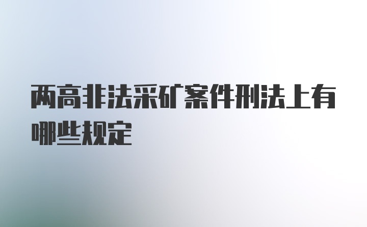 两高非法采矿案件刑法上有哪些规定