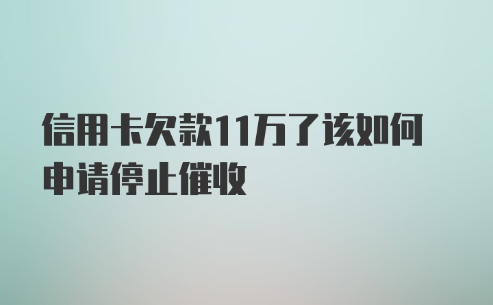 信用卡欠款11万了该如何申请停止催收