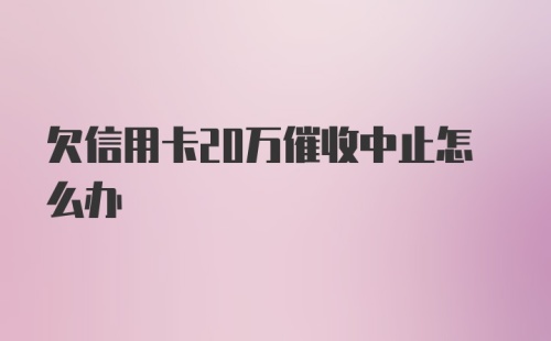 欠信用卡20万催收中止怎么办