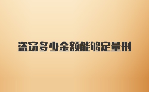 盗窃多少金额能够定量刑