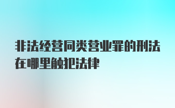 非法经营同类营业罪的刑法在哪里触犯法律