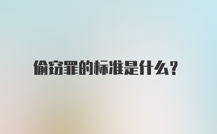 偷窃罪的标准是什么？