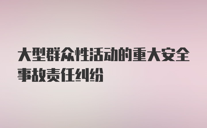 大型群众性活动的重大安全事故责任纠纷