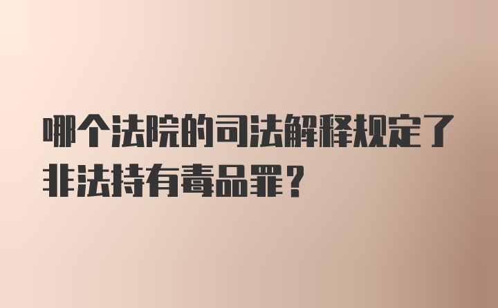 哪个法院的司法解释规定了非法持有毒品罪？