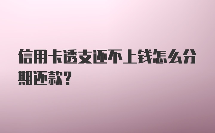 信用卡透支还不上钱怎么分期还款？