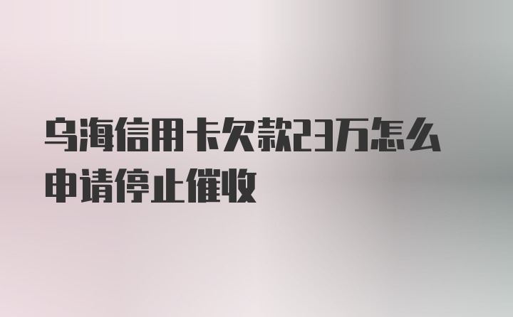 乌海信用卡欠款23万怎么申请停止催收