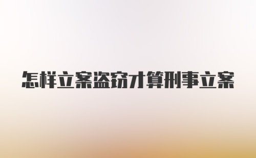 怎样立案盗窃才算刑事立案