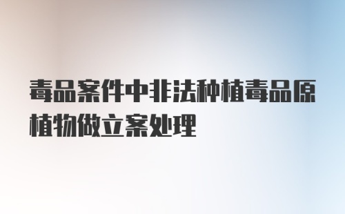 毒品案件中非法种植毒品原植物做立案处理