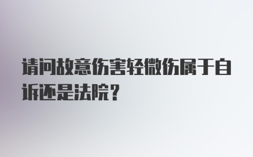 请问故意伤害轻微伤属于自诉还是法院？