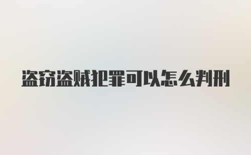 盗窃盗贼犯罪可以怎么判刑