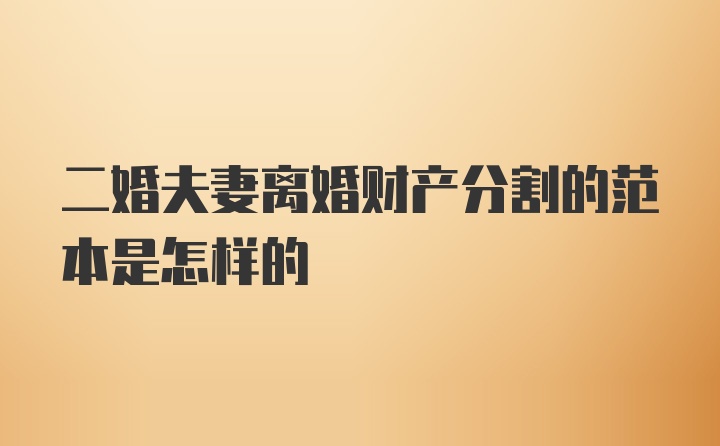 二婚夫妻离婚财产分割的范本是怎样的