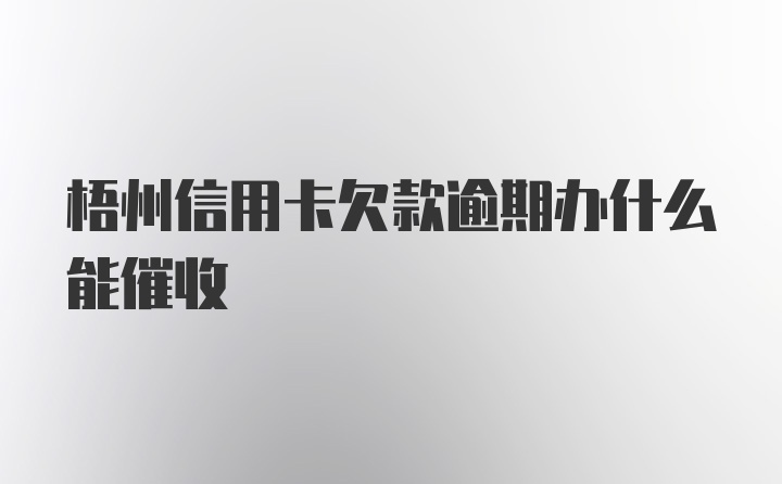 梧州信用卡欠款逾期办什么能催收