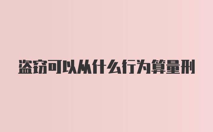 盗窃可以从什么行为算量刑