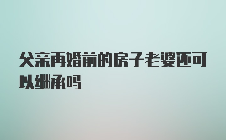 父亲再婚前的房子老婆还可以继承吗