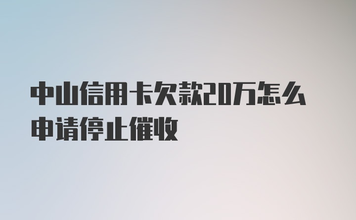 中山信用卡欠款20万怎么申请停止催收