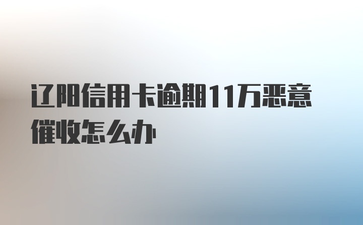 辽阳信用卡逾期11万恶意催收怎么办