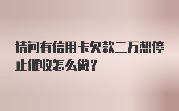 请问有信用卡欠款二万想停止催收怎么做？