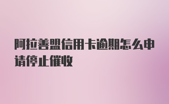 阿拉善盟信用卡逾期怎么申请停止催收