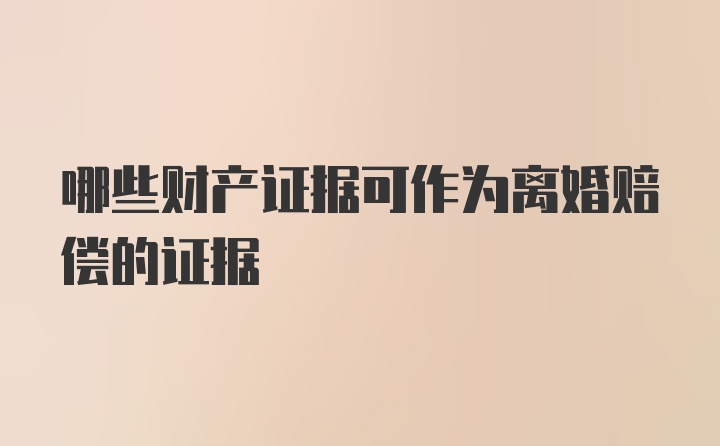 哪些财产证据可作为离婚赔偿的证据