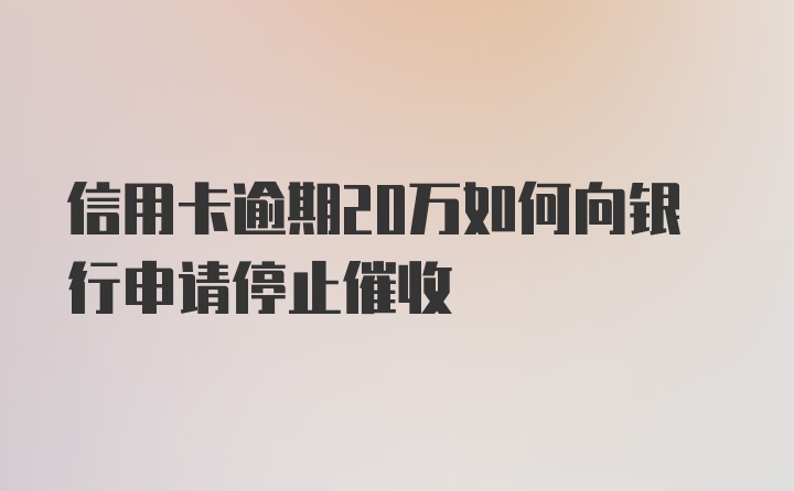 信用卡逾期20万如何向银行申请停止催收