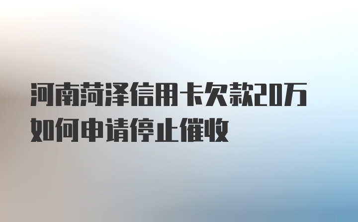 河南菏泽信用卡欠款20万如何申请停止催收