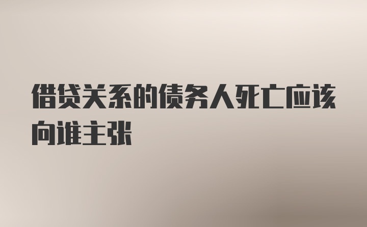 借贷关系的债务人死亡应该向谁主张