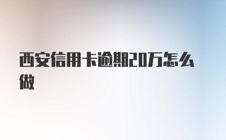 西安信用卡逾期20万怎么做