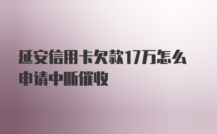 延安信用卡欠款17万怎么申请中断催收