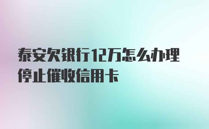 泰安欠银行12万怎么办理停止催收信用卡