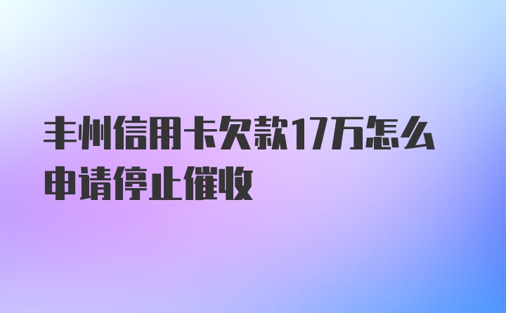 丰州信用卡欠款17万怎么申请停止催收