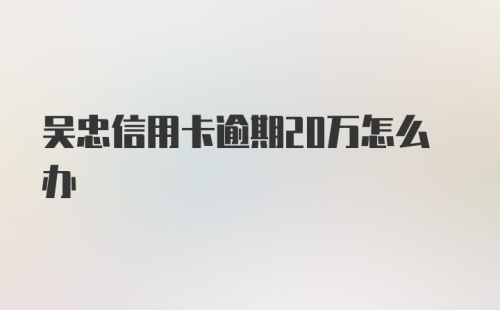 吴忠信用卡逾期20万怎么办