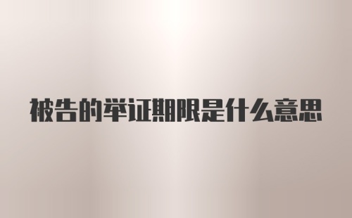 被告的举证期限是什么意思