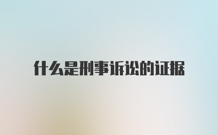 什么是刑事诉讼的证据