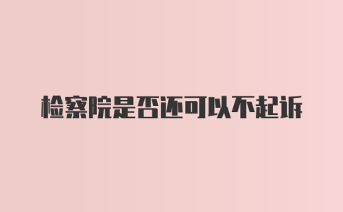 检察院是否还可以不起诉