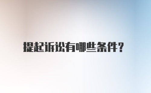 提起诉讼有哪些条件？