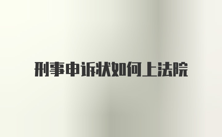 刑事申诉状如何上法院